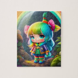 Kleurrijke mooie kleine Schattigee elf meisje Legpuzzel