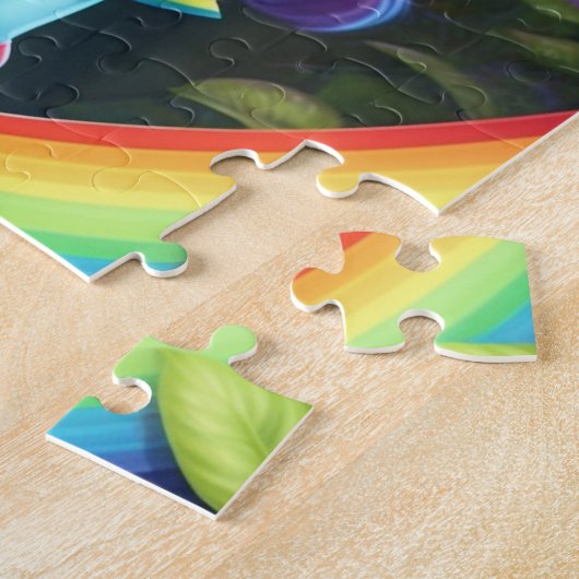 Kleurrijke mooie kleine Schattigee elf meisje met Legpuzzel (Zijkant)