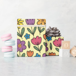 Kleurrijke Mooie Lente Bloemen - Inpakpapier Rol