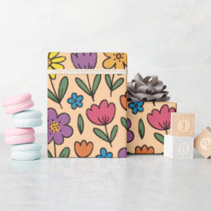 Kleurrijke Mooie Lente Bloemen - Inpakpapier Rol