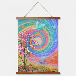 Kleurrijke mooie regenboog Wildflowers Hangend Wandkleed