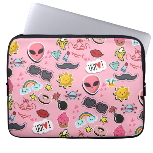 Kleurrijke mooie sticker laptop sleeve (Voorkant)