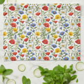 Kleurrijke Mooie Theedoek met Wilde Bloemen (Gevouwen)
