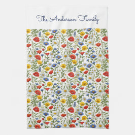 Kleurrijke Mooie Theedoek met Wilde Bloemen