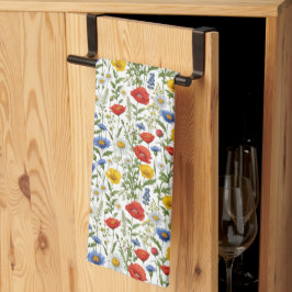 Kleurrijke Mooie Theedoek met Wilde Bloemen