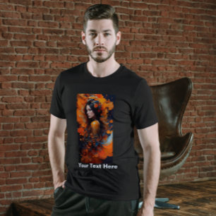 Kleurrijke mooie vrouw zwart inkt flow t-shirt