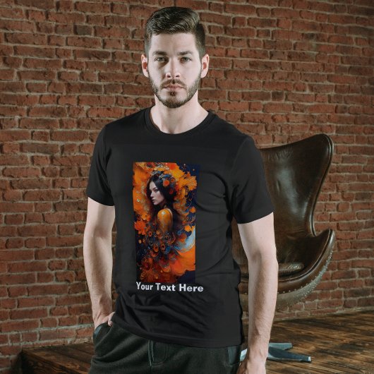 Kleurrijke mooie vrouw zwart inkt flow t-shirt