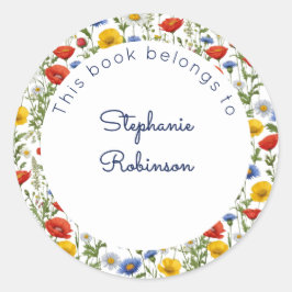 Kleurrijke Mooie Wilde Bloemen Dit Boek Is Van Ronde Sticker