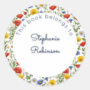 Kleurrijke Mooie Wilde Bloemen Dit Boek Is Van Ronde Sticker