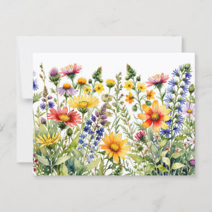 Kleurrijke mooie wilde bloemen waterverfschilderij briefkaart