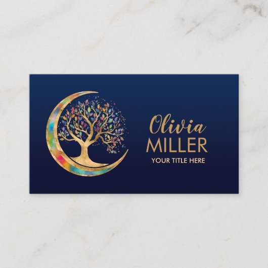 Kleurrijke Moon Tree of life Visitekaartje (Voorkant)