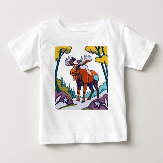 Kleurrijke Moose Art T-shirt (Voorkant)