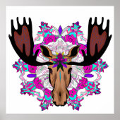 Kleurrijke Moose Mandala uniek interessant Poster (Voorkant)