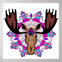 Kleurrijke Moose Mandala uniek interessant