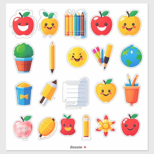 Kleurrijke Moppertjes Schoolstickerset Sticker (Vel)