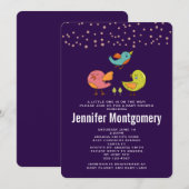 Kleurrijke Moppige Fantasievolle Vogels Baby Showe Kaart (Voorkant / Achterkant)