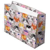 Kleurrijke Moppige Katten Groot Cadeauzakje (Voorkant Gekanteld)
