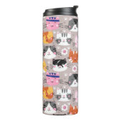 Kleurrijke Moppige Katten Thermosbeker (Gedraaid links)