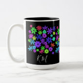 Kleurrijke Mopshoge Bloemen Persoonlijke Mok (Links)