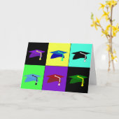 Kleurrijke Mortarboard Petten Afstuderen Card Kaart (Gele Bloem)