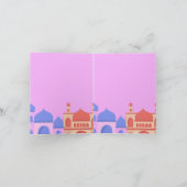 Kleurrijke moskee Eid Mubarak Eid Kaart (Binnen)