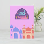 Kleurrijke moskee Eid Mubarak Eid Kaart (Staand voorkant)