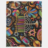 Kleurrijke motieven Chanoeka Menorah Fleece Deken (Voorkant)