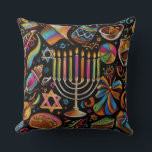 Kleurrijke motieven Chanoeka Menorah Kussen<br><div class="desc">Kleurrijke motieven Chanoeka Menorah</div>