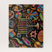 Kleurrijke motieven Chanoeka Menorah Legpuzzel (Verticaal)