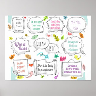 Kleurrijke Motivatie citaten Spreekdoelstellingen Poster