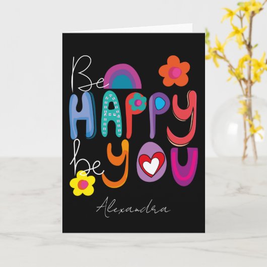 Kleurrijke Motivatie Wees blij ben u douane Kaart (Gele Bloem)