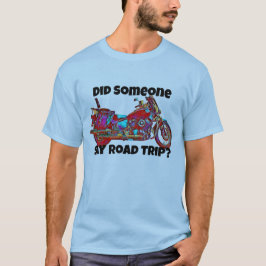 Kleurrijke Motorcycle Road Trip Blauw T-shirt