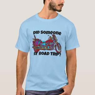 Kleurrijke Motorcycle Road Trip Blauw T-shirt