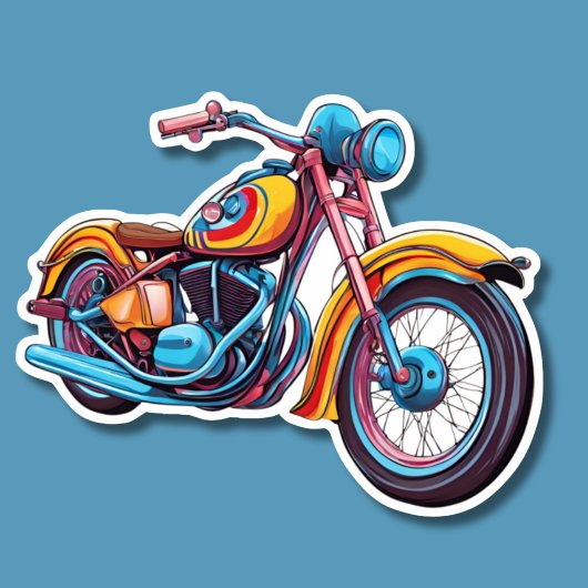 Kleurrijke Motorfiets Waterdicht Sticker