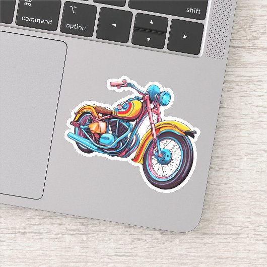 Kleurrijke Motorfiets Waterdicht Sticker (Detail)
