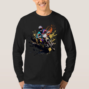 Kleurrijke motorrijder Splash Art Motorbike Love T-shirt