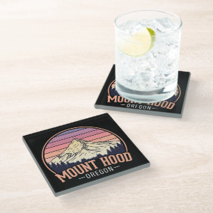 Kleurrijke Mount Hood Oregon – Retro Reizen Glazen Onderzetter