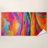 Kleurrijke Mountain Sunset Landschap Schilderij Strandlaken (Voorkant)