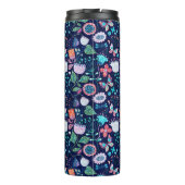 Kleurrijke mousserende bloemen en vlinderbloempatr thermosbeker (Achterkant)