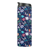 Kleurrijke mousserende bloemen en vlinderbloempatr thermosbeker (Geroteerd rechts)