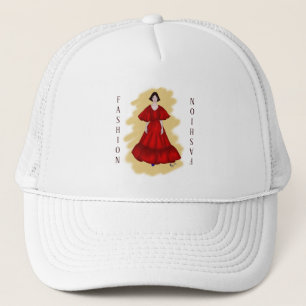 Kleurrijke mouwen en rode mode drama design trucker pet