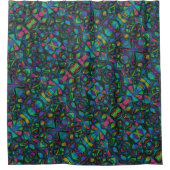 Kleurrijke mozaïek abstract, groen, blauw, roze douchegordijn (Voorkant)
