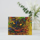 Kleurrijke Mozaïek Cat Art Prin Briefkaart (Staand voorkant)