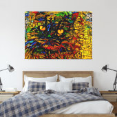 Kleurrijke Mozaïek Cat Art Prin Canvas Afdruk (Insitu (Slaapkamer))