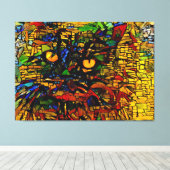 Kleurrijke Mozaïek Cat Art Prin Canvas Afdruk (Insitu (Houten vloer))