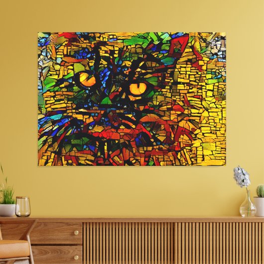 Kleurrijke Mozaïek Cat Art Prin Canvas Afdruk (Insitu (Woonkamer))