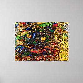 Kleurrijke Mozaïek Cat Art Prin Canvas Afdruk
