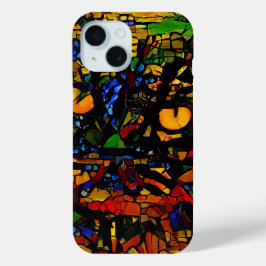 Kleurrijke Mozaïek Cat Art Prin iPhone 15 Case