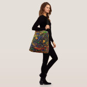 Kleurrijke Mozaïek Cat Art Prin Crossbody Tas (Op model)