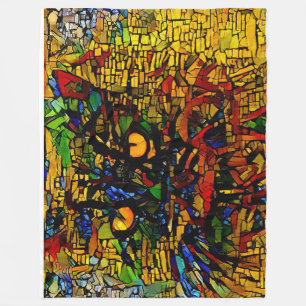 Kleurrijke Mozaïek Cat Art Prin Fleece Deken